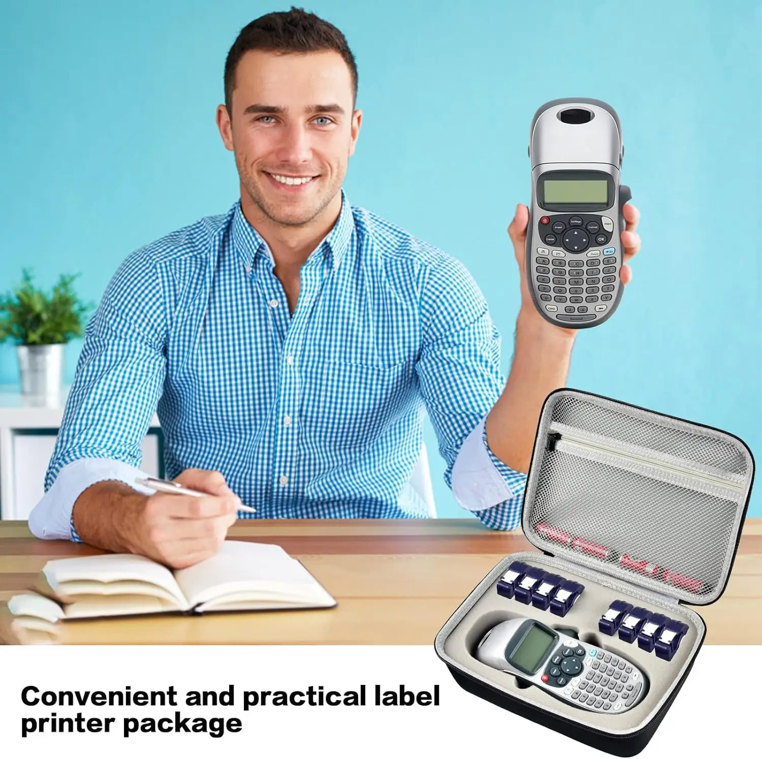 Case Compatible with DYMO LetraTag LT-100H Handheld Label Maker Machine,for Labeler Makers Printer Machine with Mesh Pocket