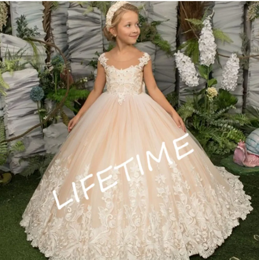 Flower Girl Dress Wedding Elegant Flower children's First eucaristic Birthday Party Dress