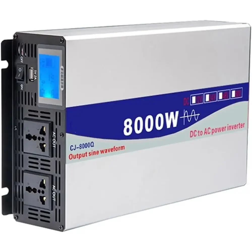 6000W-8000W 12V-72V DC to 110V AC Pure Sine Wave Inverter with L+E+D Display