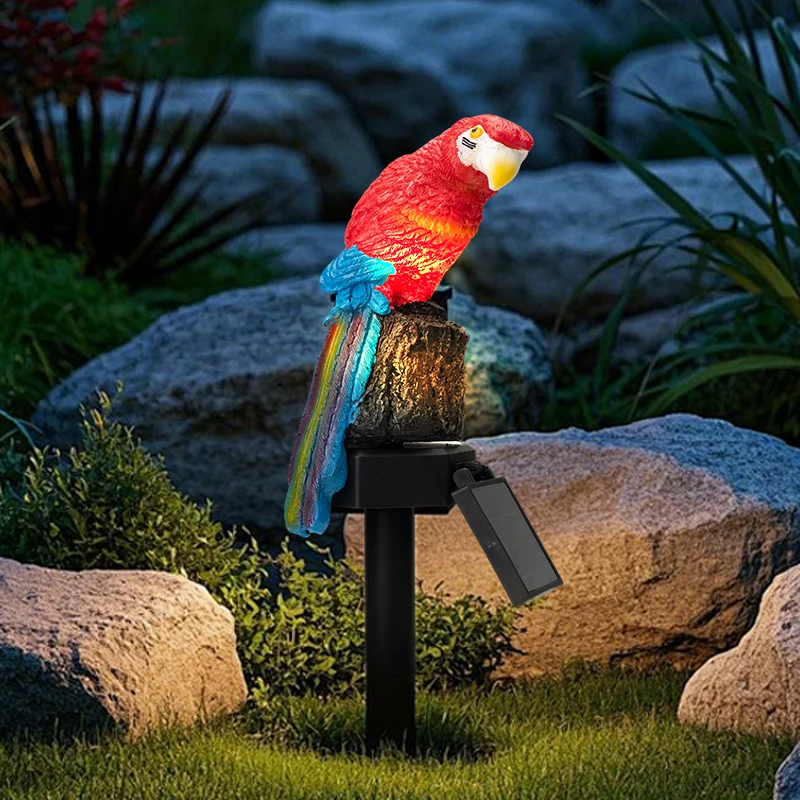 Solar-Powered Outdoor Led Resin Parrot Lamp for Garden and Courtyard Animal Landscape Decoration