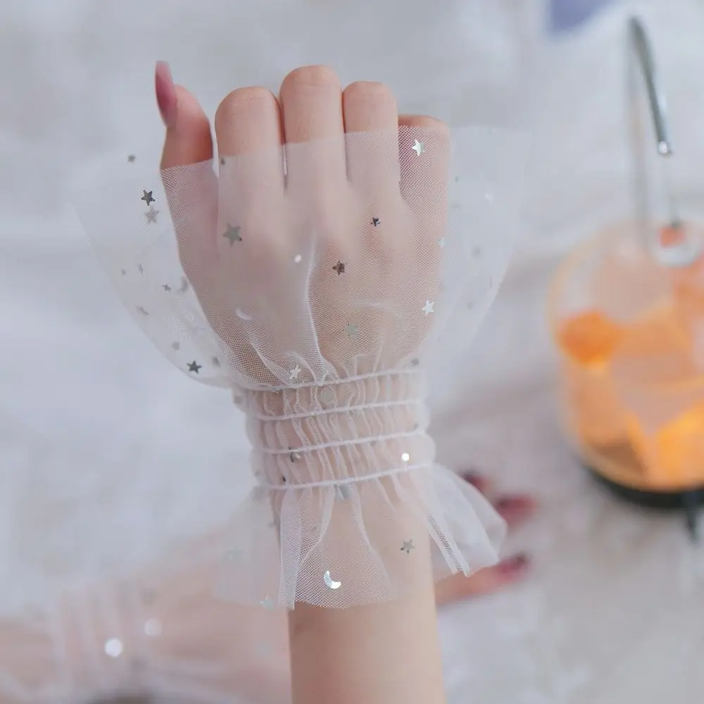 إكسسوارات الموضة ستار يلمع شبكة أكمام أذرع تبريد تنفس مشرقة كاذبة الأصفاد المعصم الكفة الأظافر استوديو التصوير