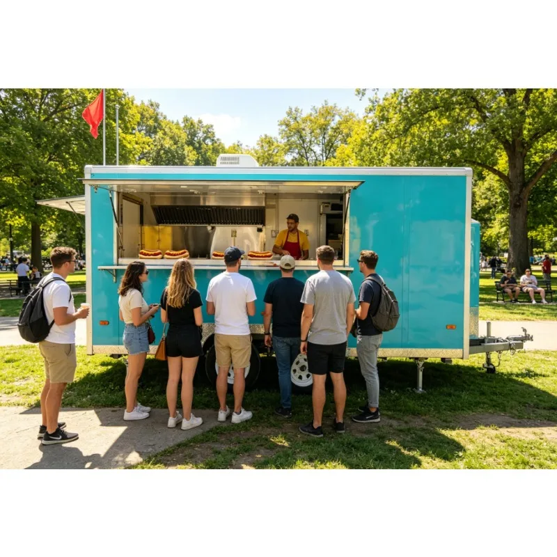Outdoor Mobile Food Truck Trailer Food Trailers Fully Equipped Tacos Fries Potatoes Sandwich Food Cart with Full Kitchen