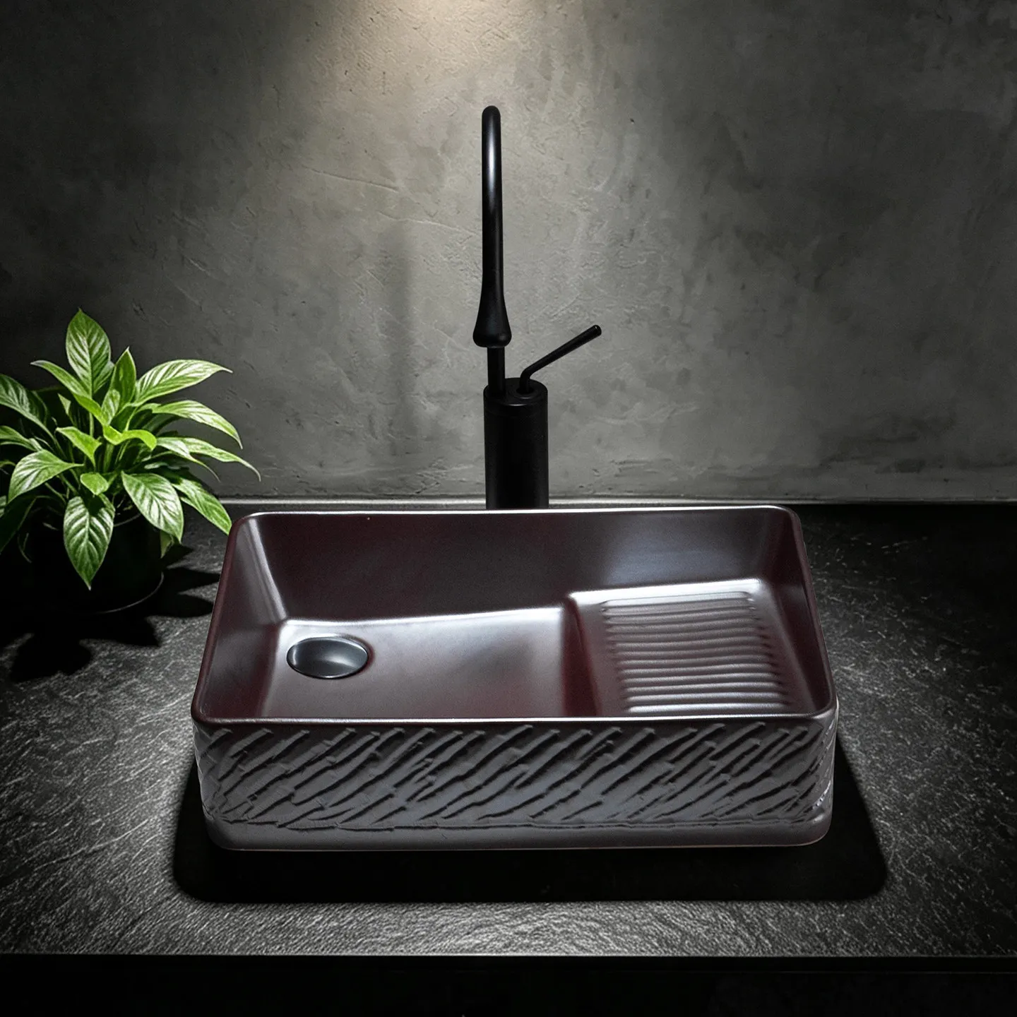 Balcony, Washing Machine, Basin on The Table, High-end Sense with Washboard, High-end Light Luxury, Side Launching and Drainage