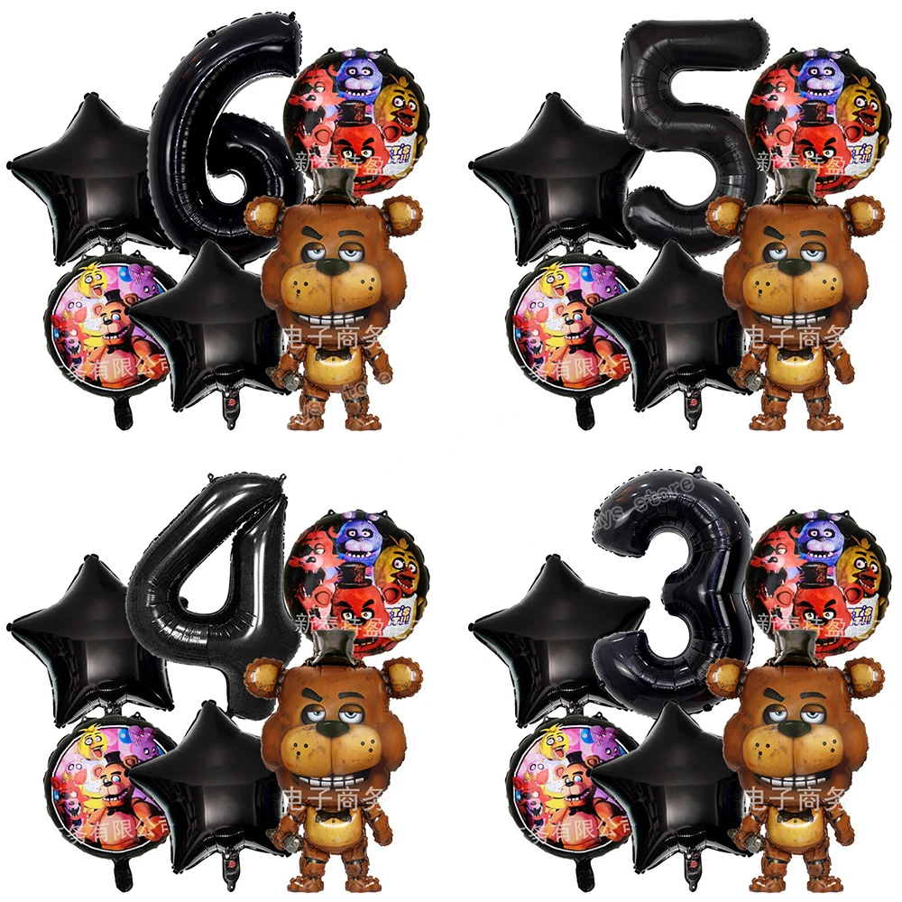 Five Night at Freddys Ballons 베이비 샤워 장식, 어린이 생일 파티 장식 용품, FNAF 베어 피규어 글로벌 액세서리