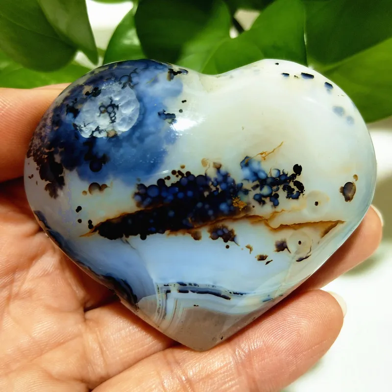 Natural Stone Moss Agate Crystal Heart Feng Shui Crystal Meditation Energy Spirit Exorcism Home Decorations