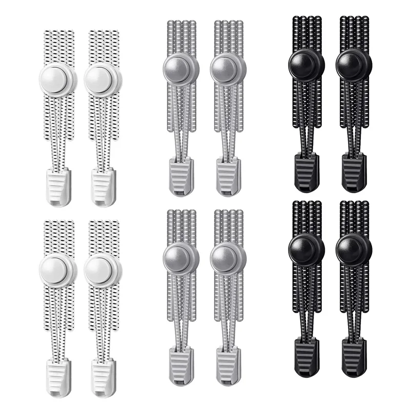 

B24C-6 Pairs Elastic Shoe Laces For Adults & Kids No Tie Shoe Laces Lock Shoe Laces Tieless For Sneakers