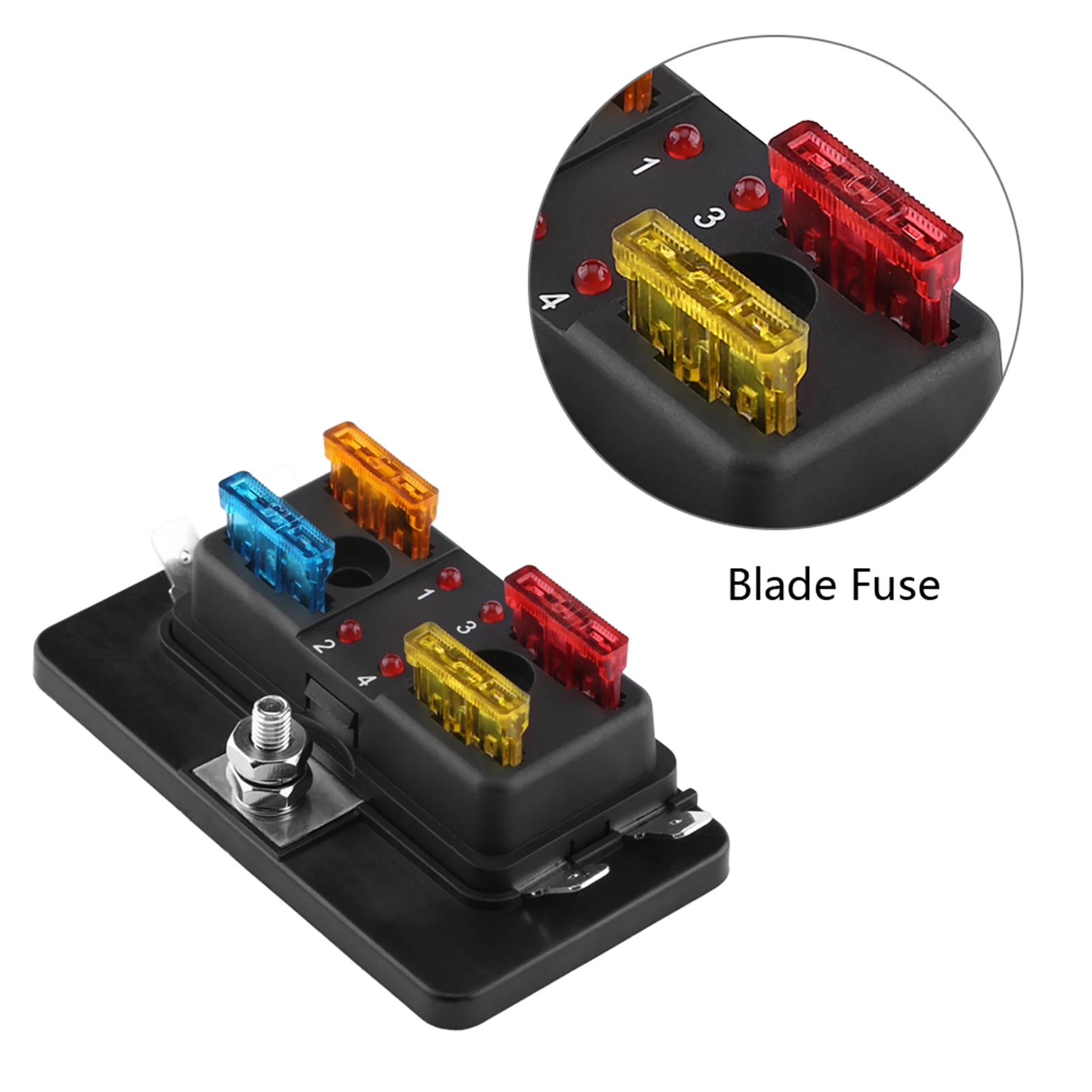 1Pcs 4 Way Mini Blade Fuse Box Holder Fits for automotive electronic field electrical devices cars modified cars buses boats