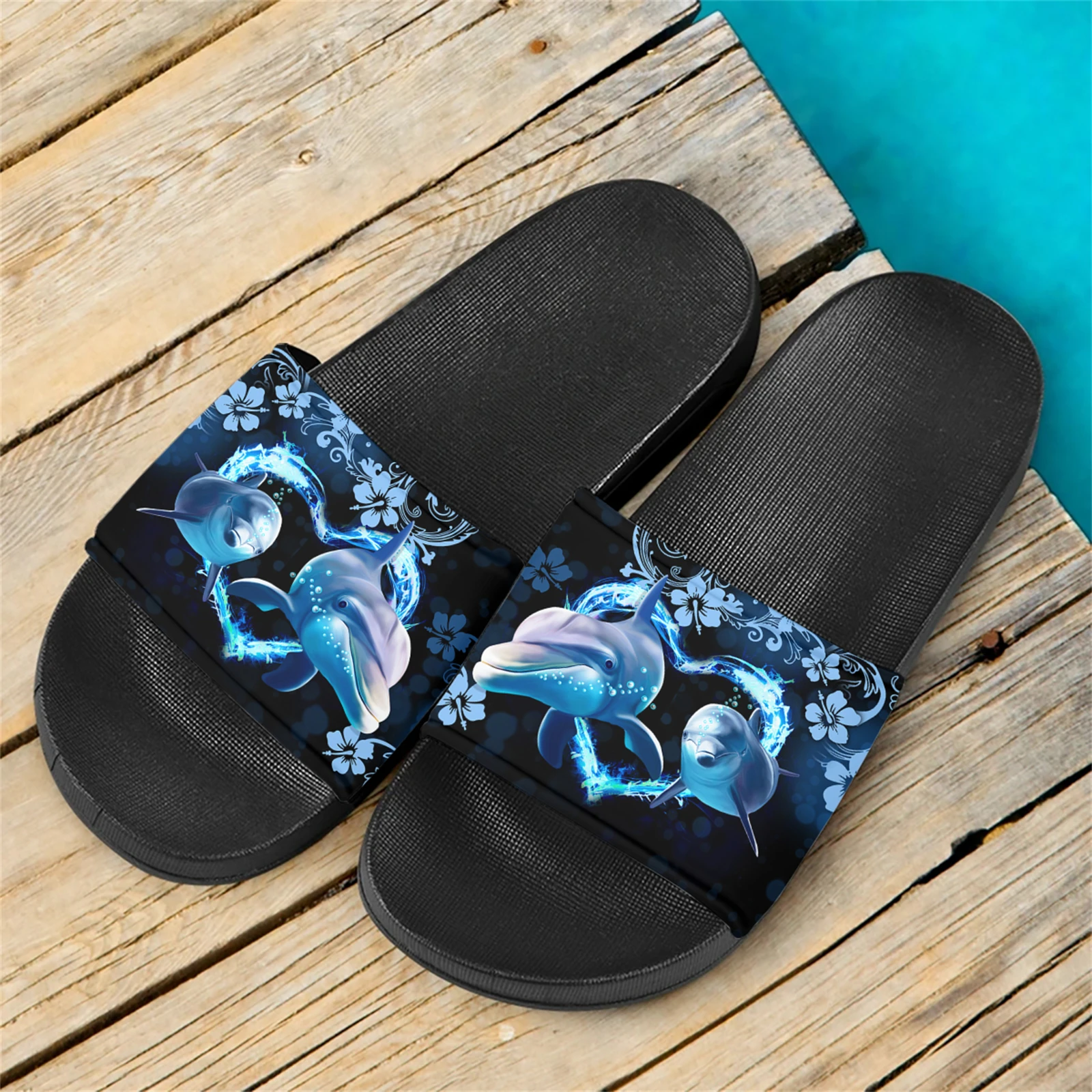 

Blue Dolphin Brand Designer Sandals Female Summer Comfortable Beach Flat Slippers Adult Couple Indoor Slides Soft Sole Gift 2023