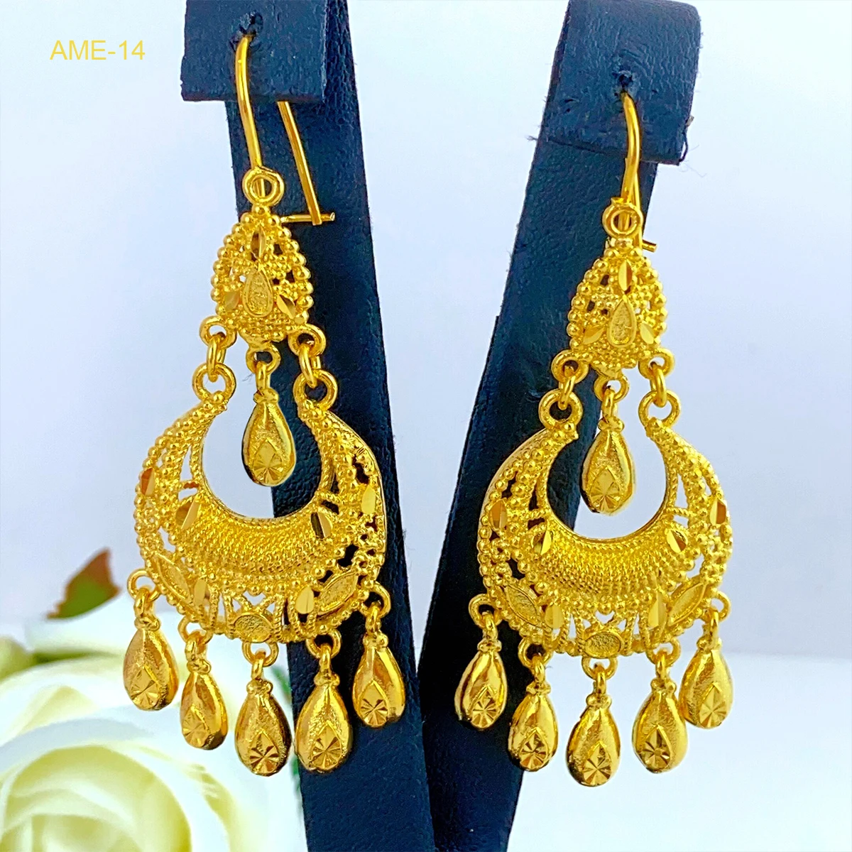 Indian Earrings for Women Design Tassel Drop Earrings 24k Gold Color Dubai African Party Earrings Accessory for Weddings Gifts