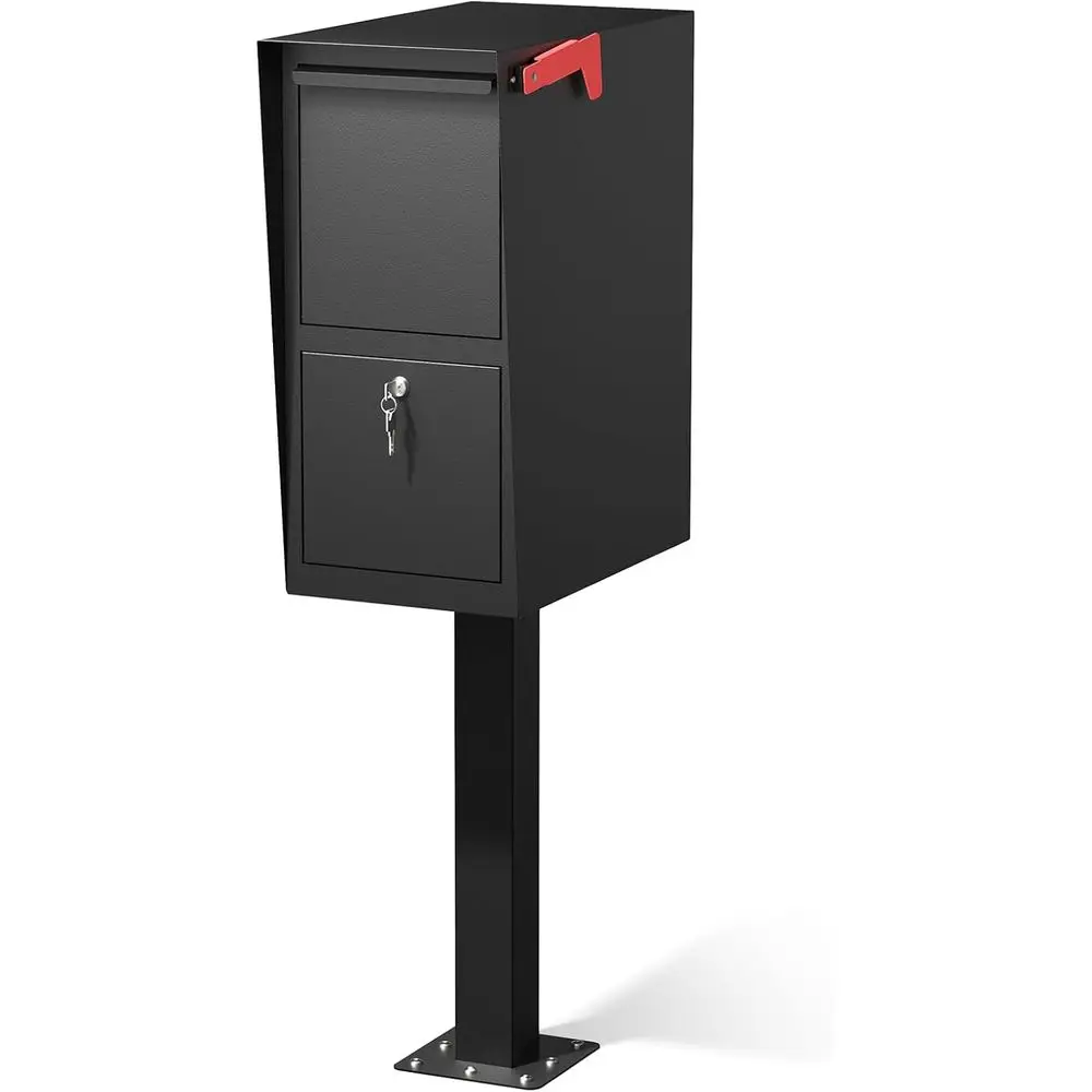 

Curbside Secure Locking Mailbox for Weekends with Ground Post and Black Base