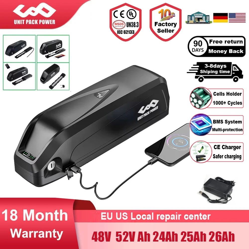 

EBike Battery 21700 Hailong Polly 36V 52V 48V 20Ah 25Ah for Bafang Electric Bicycle 1500W 1000W 750W 500W 350W 250W