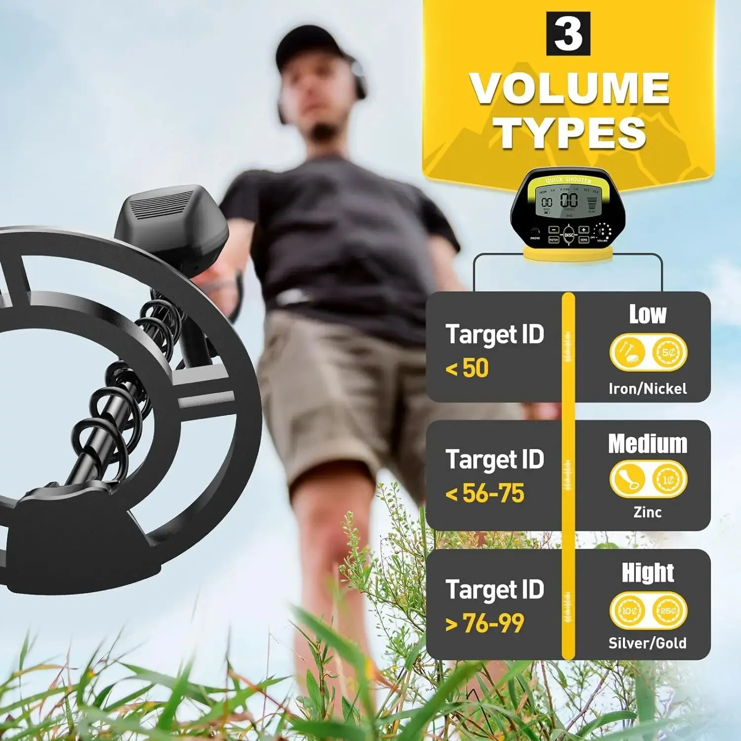 Underground Metal Detector Metal Locator Treasure-hunting Device Adjustable Notch & DISC Mode Pinpointing Function