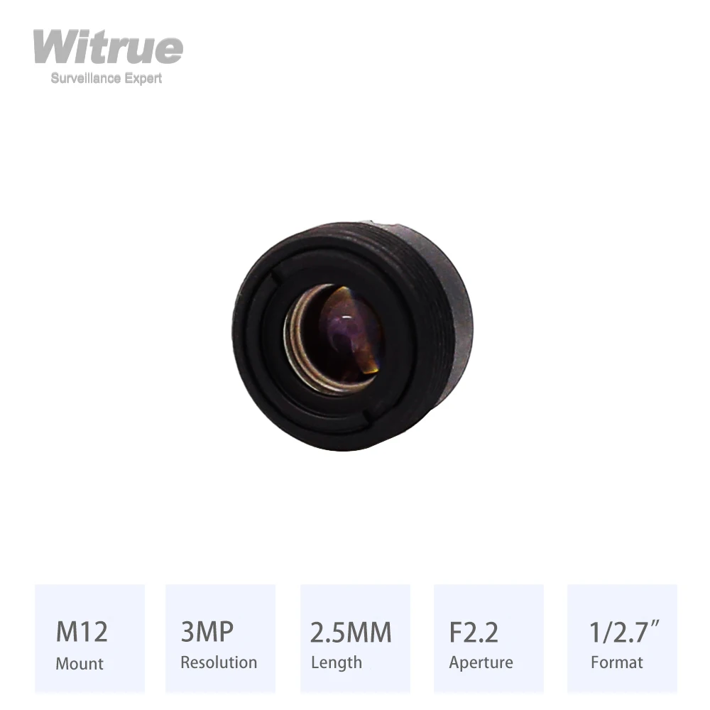 Witrue 미니 감시 보안 카메라용 핀홀 렌즈, HD 3MP 2.5MM M12 마운트 조리개, F2.2 포맷, 1/2 인치