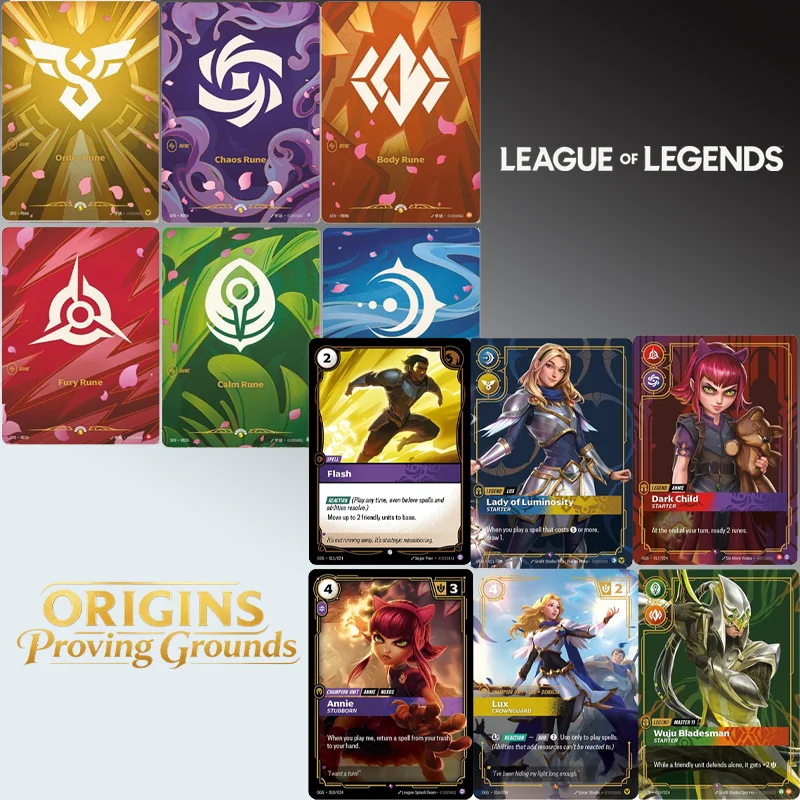 

Diy League of Legends Card English Origins Proving Grounds Ogs Series Annie Flash Lux 014/024 Master Yi 019/024 Collection Card