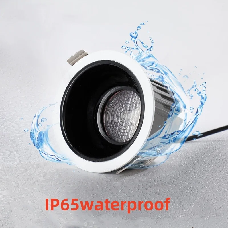 LED downlight IP65 waterproof, moisture-proof and fog-proof 110V 220V Kitchen bathroom bathroom eaves black and white ceiling li