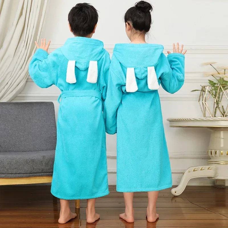 Cotton Toweling Terry Robe Bathrobe Soft Boy And Girl Bath Robe Kids Nightrobe Sleepwear Casual Children Home Clothes