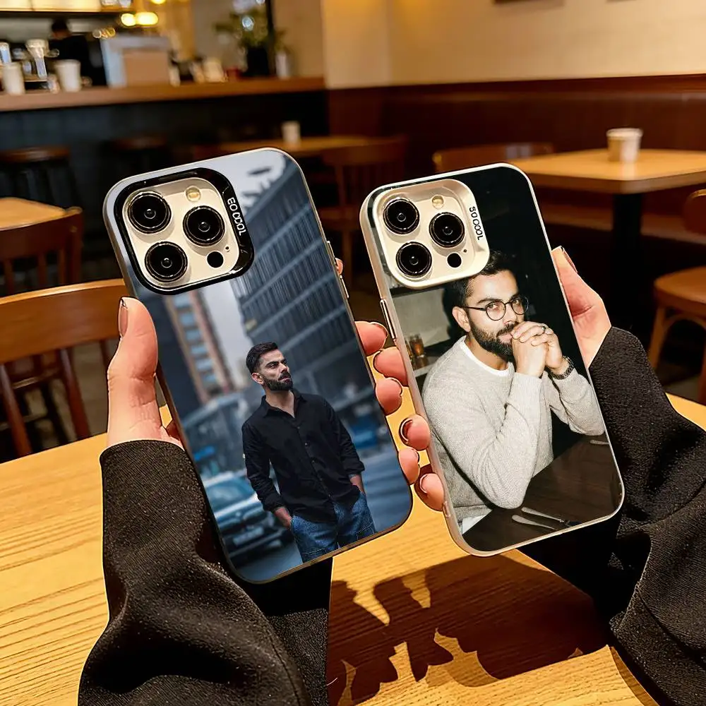 

Virat Kohli India Team Phone Case For iPhone 17,16,15,14,13,12,11 Plus,Pro Max,XS,Colored Silver Plated Inside Cover