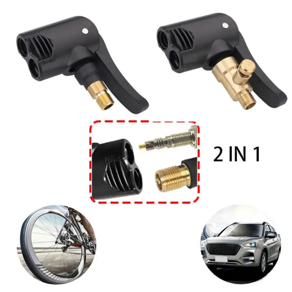 Schrader/Presta Valve Tire Air Pump Nozzle Deflated Portable Inflatable Pump Connector 2-in-1 Tire Inflation Valve Adapter