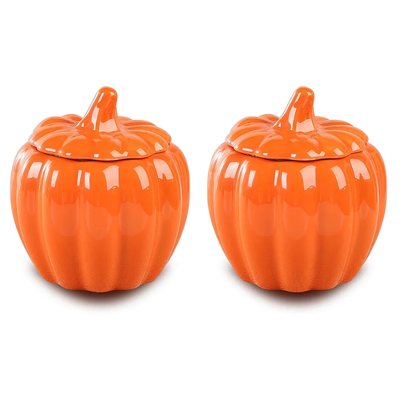 

Small Halloween Pumpkin Canister Container, For Festival Party Fall Table Decor With Lid, Candy Bowl