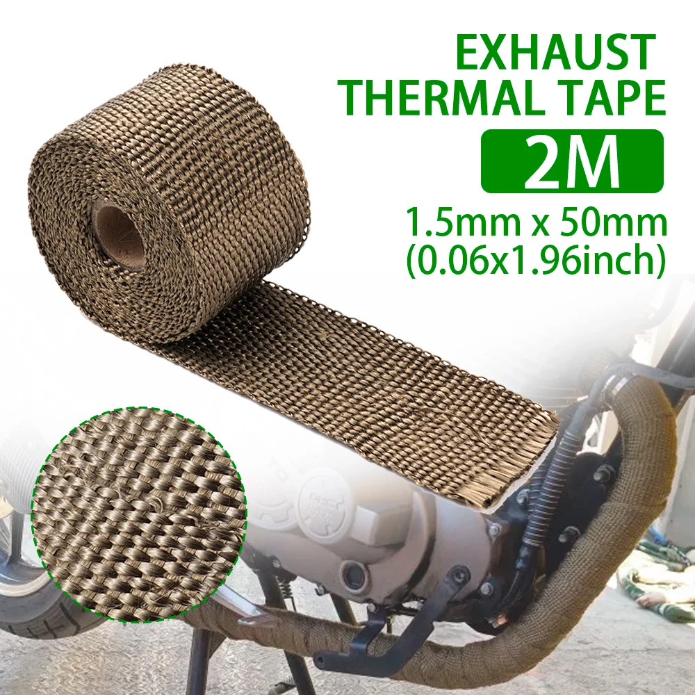 2M Exhaust Pipe Insulation Thermal Heat Wrap Roll Insulation Cotton Banana Cloth Motorcycle Fiberglass Heat Shield Tape