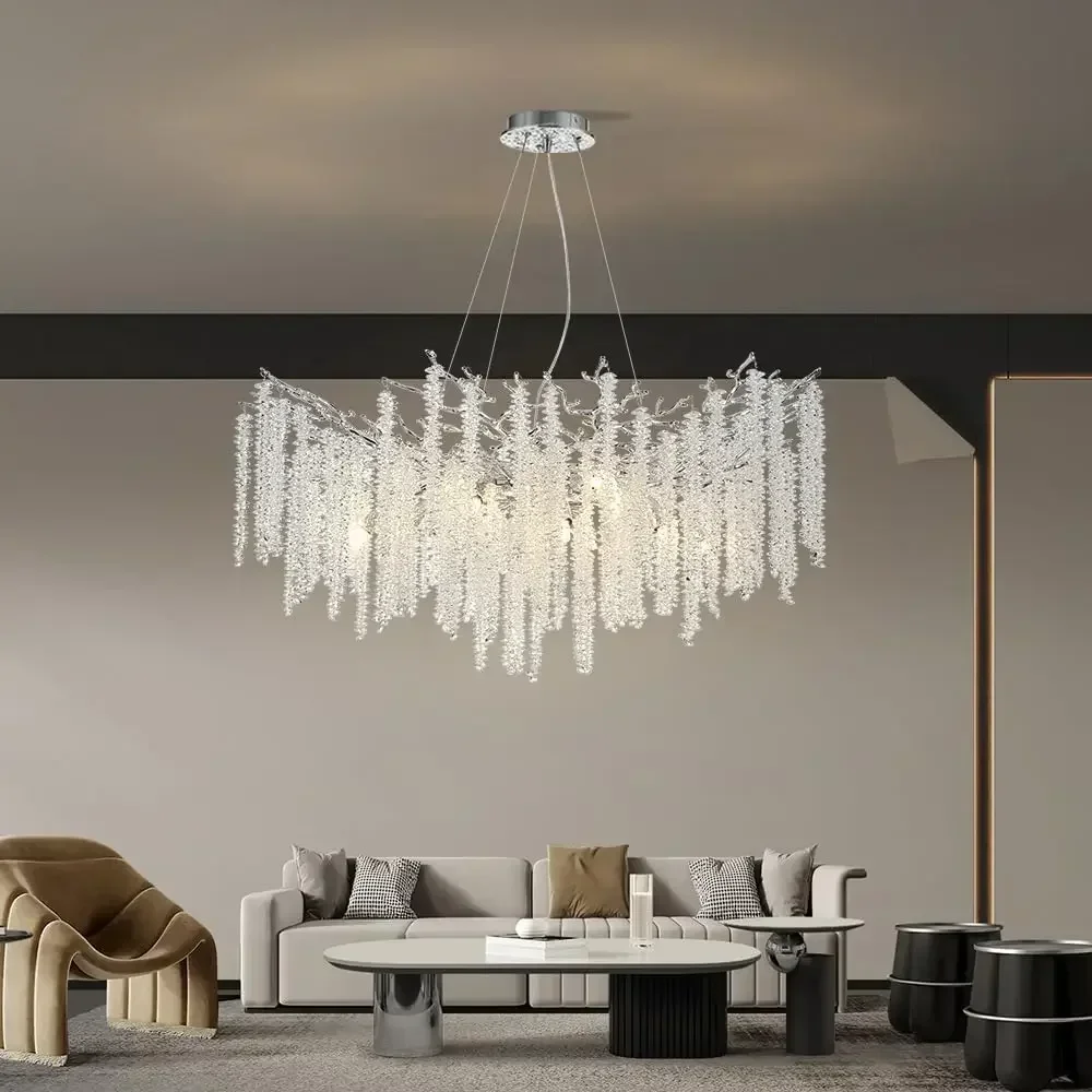 Modern Chrome K9 Crystal Chandelier Lighting for Dining Living Room Kitchen Table Bedroom Silver Branch Hotel hall Fixture