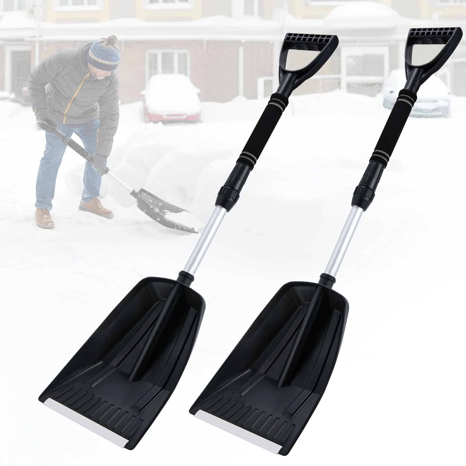 

Goture Portable Snow Shovel Removable Thickened Snow Removing Shovel Non-slip Non-freezing Manual Hand Shovel Snow Removal Tool
