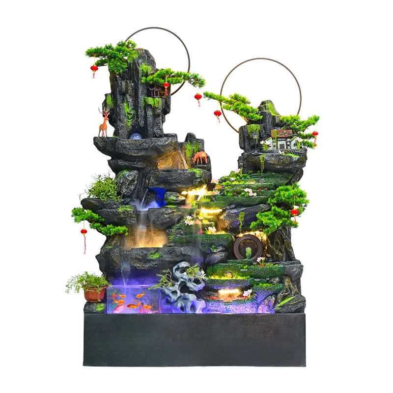 Large rockery fountain landing, living room outdoor fish tank, company opening lucky decoration ornament