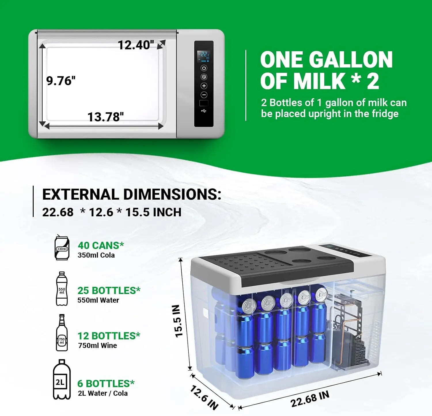 F40C4TMP 30 Quart 12V Portable Refrigerator 12 Volt Car Fridge(-8℉~50℉) 28L Portable Freezer, 100-240V AC