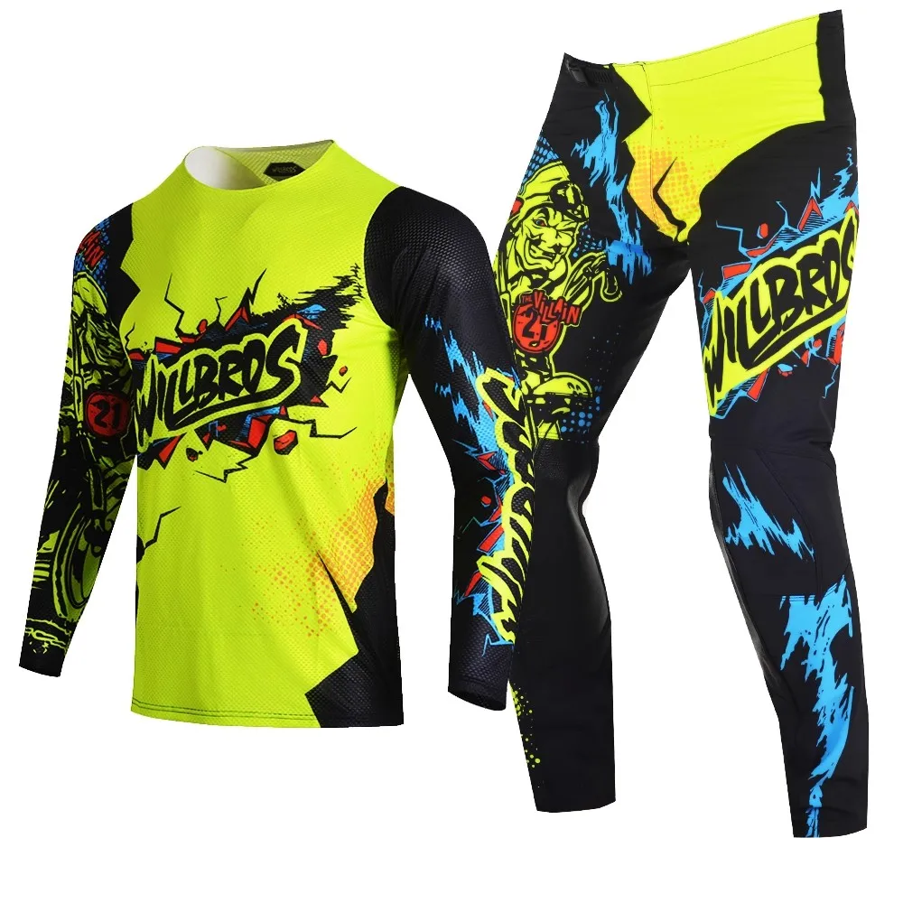 Willbros Youth MX Motocross Race Jersey Pants Combo Racing Children Dirt Bike Riding Boy's Girl's Race MTB Enduro Gear Set