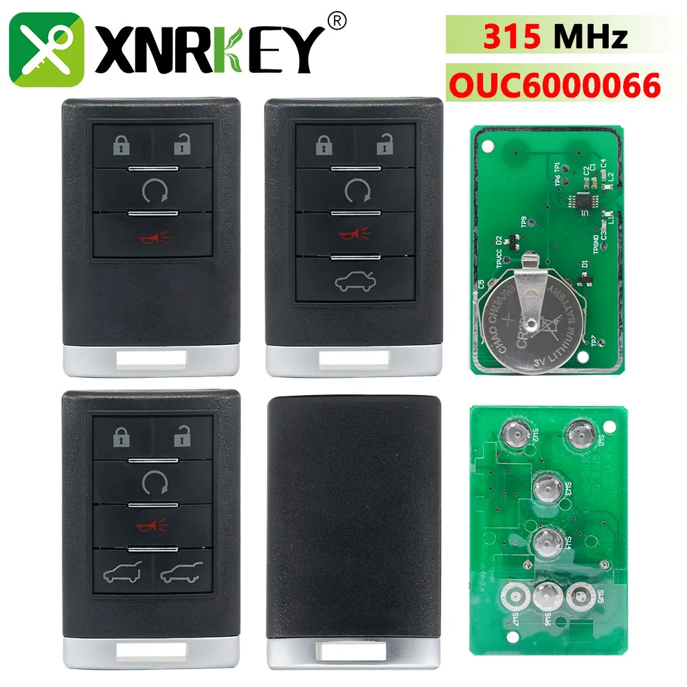 XNRKEY 4/5/6 Buttons Remote Control Key For Cadillac 2007 2008 2009 2010 2011 2012 2013 Escalade Remote Key OUC6000066 315MHZ