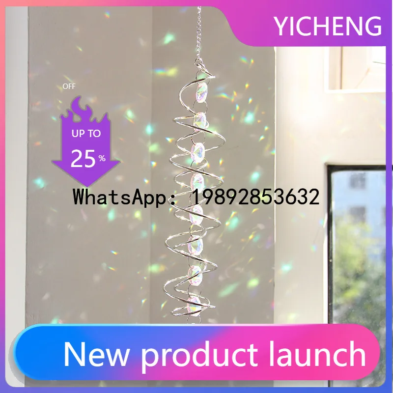 

FL White Spinning Crystal Wind Chimes Sun Catcher 360 Degree Spinning Eternal Power Rainbow Manufacturing Suspension Decoration