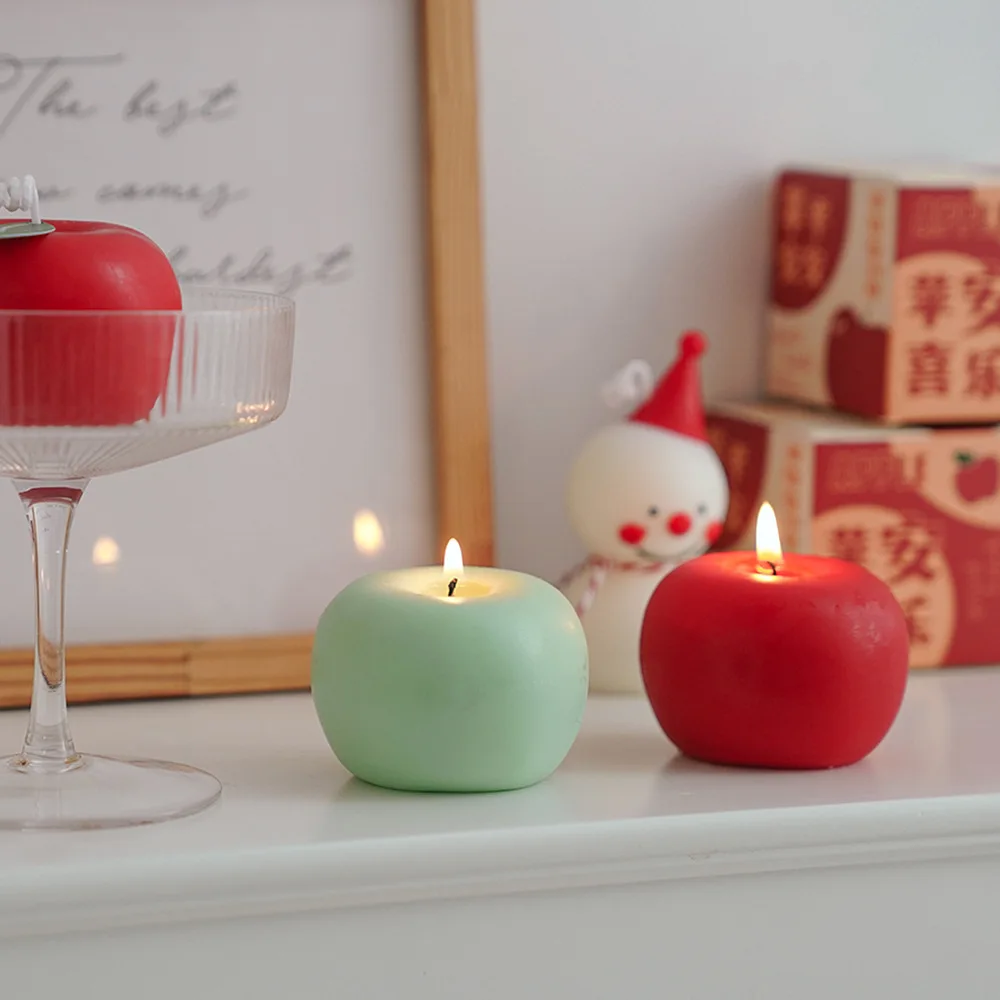 Red Apple Shape Modeling Scented Candles Handmade Scented Fruit Candles Air aromatics Christmas Gift Room Decor