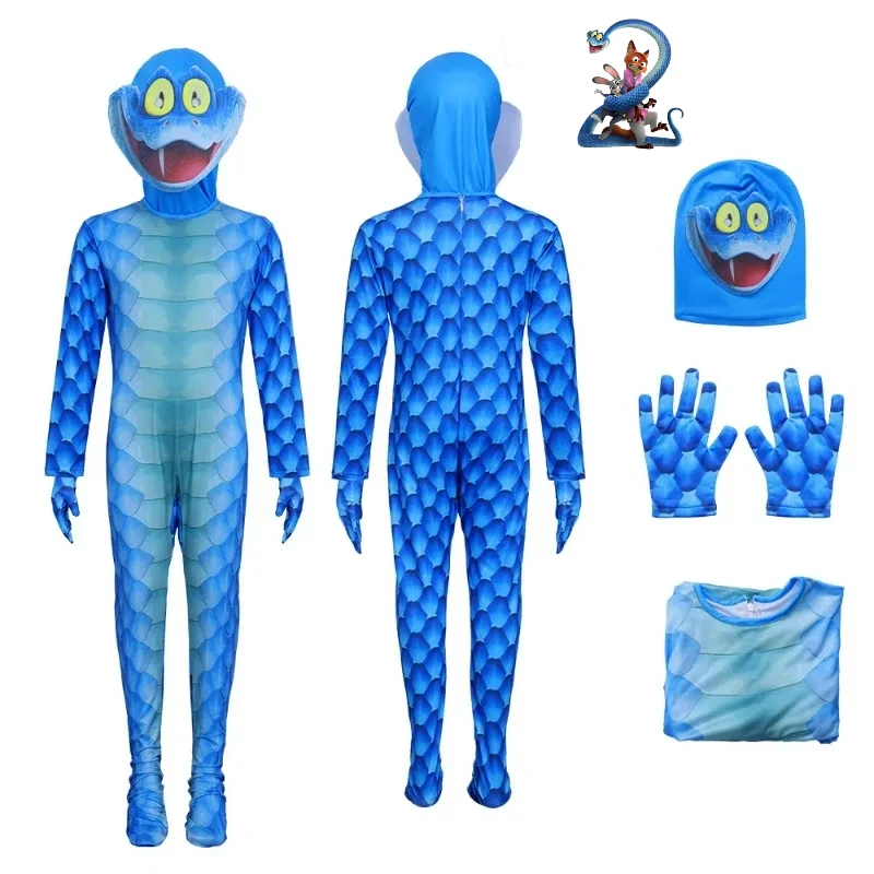 Film Zoo 2 Snake Gary Cosplay Kostüm Blauer Body mit Kopfbedeckung Kapuze Handschuhe Erwachsene Männer Frauen Halloween Party Karneval Outfits