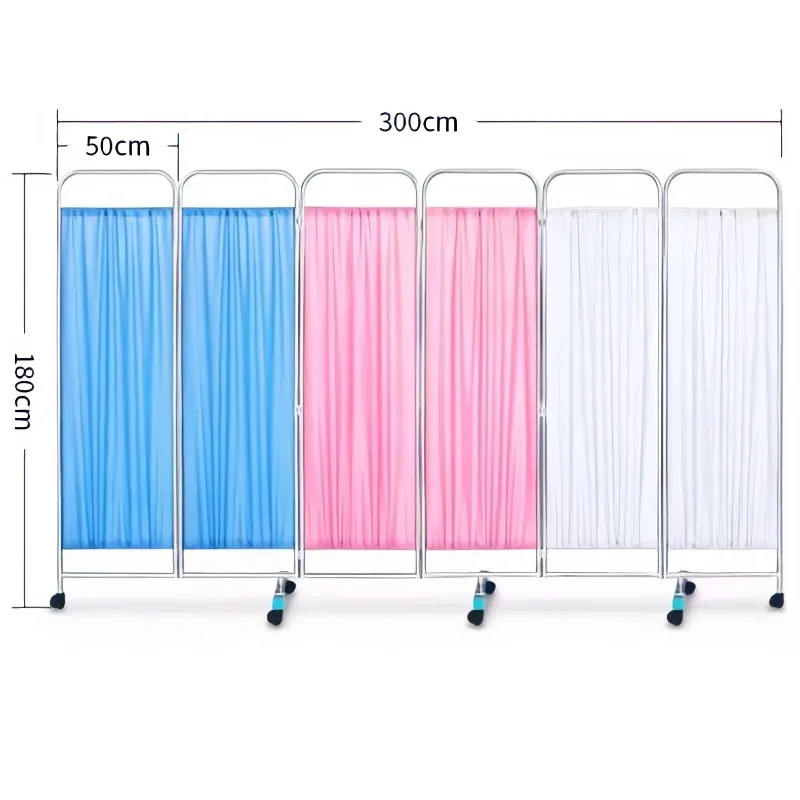 مستشفى الطبية رخيصة الثمن 201 الفولاذ المقاوم للصدأ طوي المنقولة 2 3 4 5 شاشة مقسم قابلة للطي مع عجلات #4