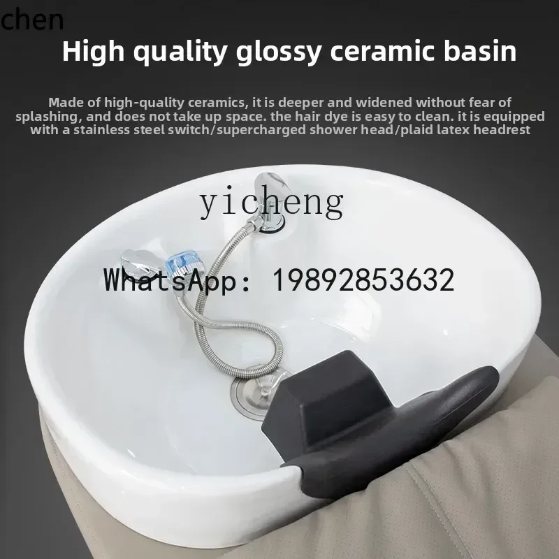 YFY   high-end barber shop ceramic basin shampoo bed semi-reclining hair salon special hair salon