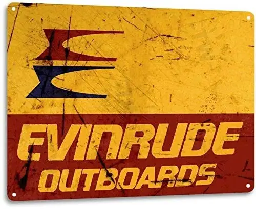 SRongmao Evinrude Outboard Motors Retro Boat Marina Shop Garage Wall Decor Metal Tin Sign 8x12in