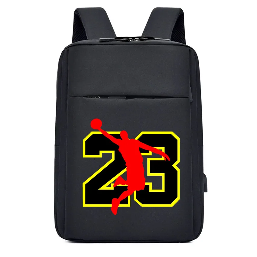 

Men Women Multifunctional Laptop Backpack Business Simple Lightweight Schoolbag Number 23 Printing Commuting Computer Bag