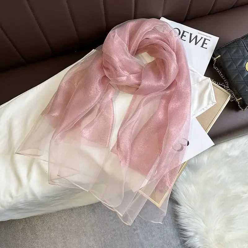 Autumn and Winter New Simulation Silk Double Layer Scarf Shawl Elegant and Elegant Temperament Mom\'s Women\'s Long