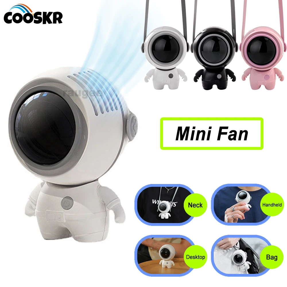 

Portable Neck Fan Mini Handheld Fan USB Rechargeable Outdoor Cute Astronaut Mini Electric Fans Bladeless Turbo Fan Air Cooler