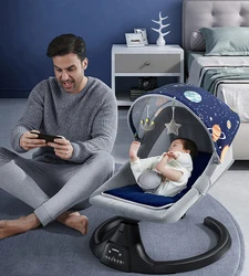 Baby rocking chair bluetooth music newborn electric rocking chair cradle bed sleeping comfort reclining chair