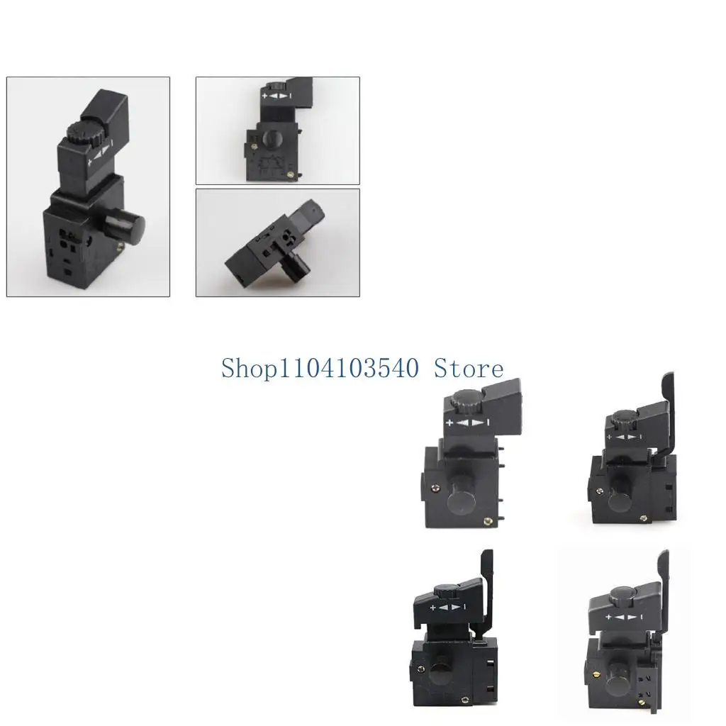 02DC Hand Drill Speed Switch 250V 6A FA2-6/1BEK Lock On Pushbutton Speed Control Trigger Switch with Positive Negative Switch