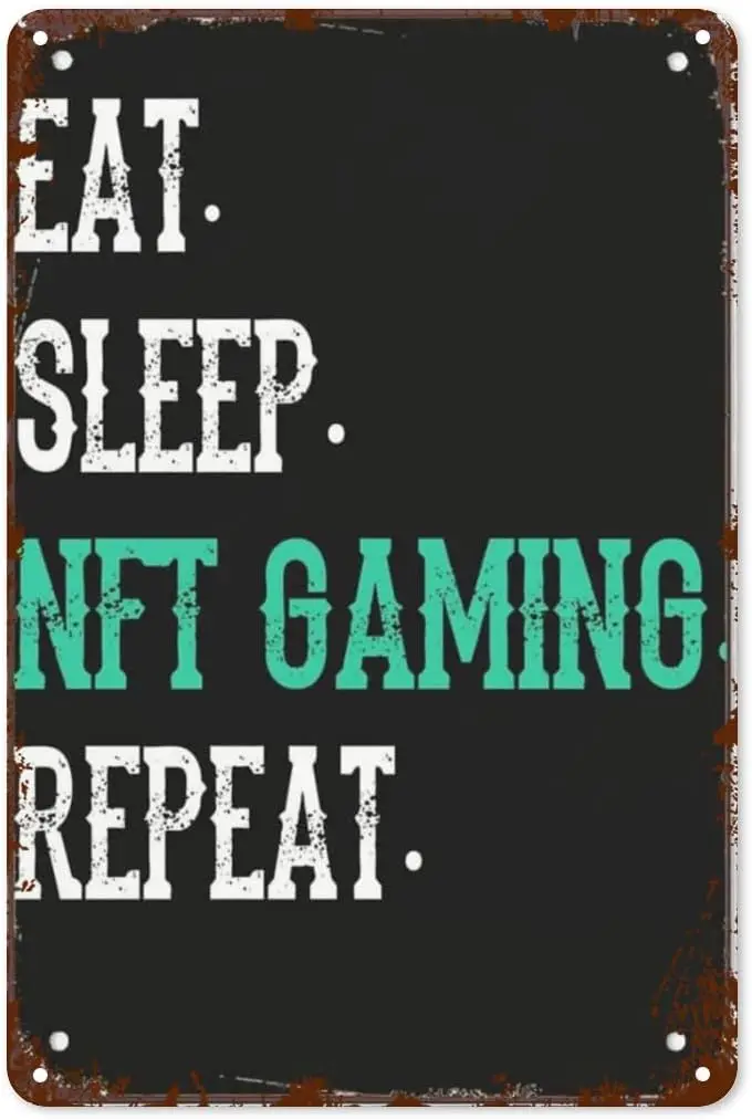 Vintage Tin Signs Eat Sleep Nft Gaming Repeat Nft Gamer Retro Wall Decor Plaques for Home,Garden & Man Cave Aesthetic P sign