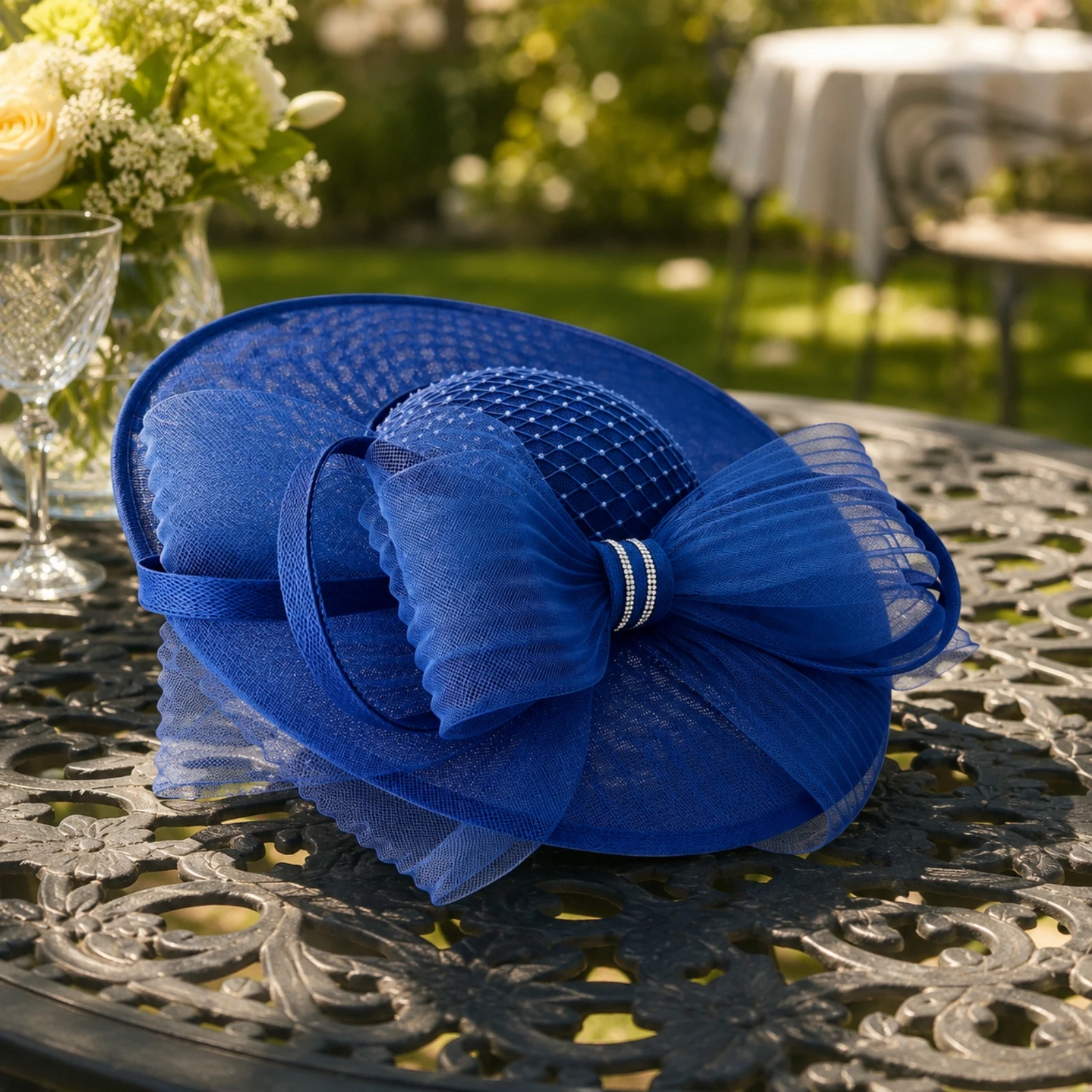 Women's Formal Fascinator Hat Vintage Woven Linen Fascinator with Mesh Bow Headpiece Classic Headwear Accessory Lightweight