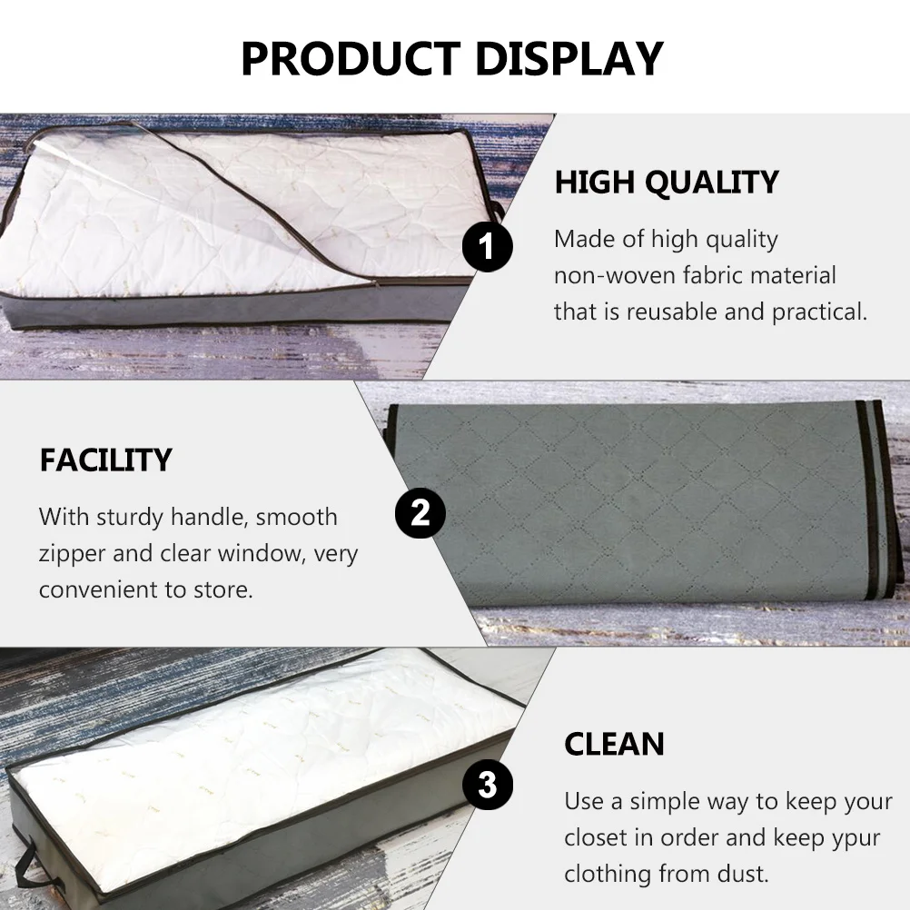 

2Pcs Large Capacity Non-Woven Fabric Quilt Storage Bag with Handle Zipper Clear Window White Quilt Storage Bag