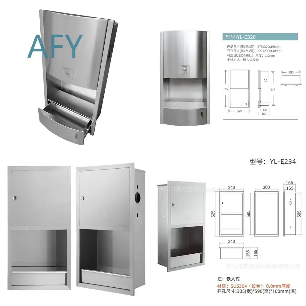 2-in-1 Concealed Stainless Steel Bathroom Wall Mount Embedded Trash Can Integrated Box for Bathroom Renovation Storage