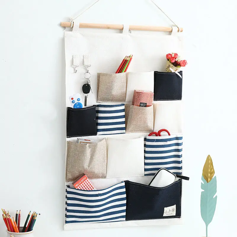 Home Storage Hanging Bag Wall Hanging Type Door Dormitory Bedroom Creative Fabric Wardrobe Underwear Storage Hanging Bag