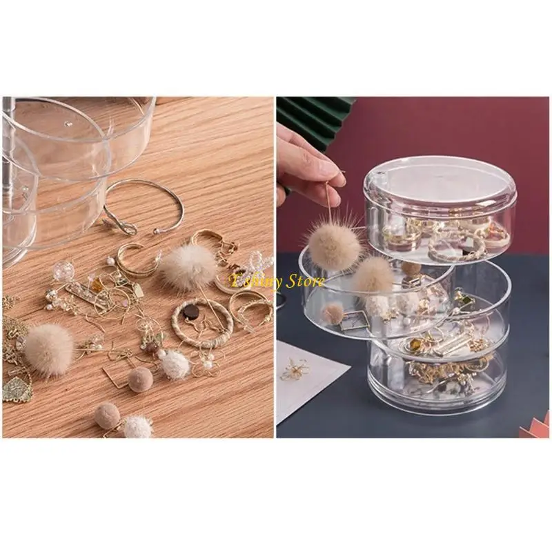 

N58F Stackable Rotating Jewelry Case Space Saving Portable Jewelry Display Container