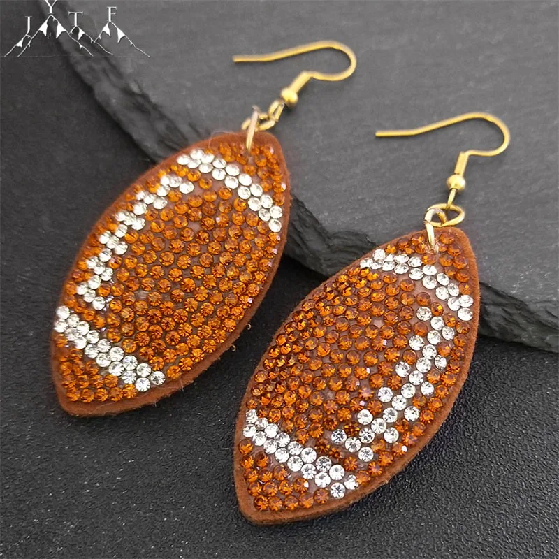 Cute Rugby Tennis Balls Soccer Football Basketball Stud Earring Rhinestone American Crystal Football Earrings for Women Jewelry