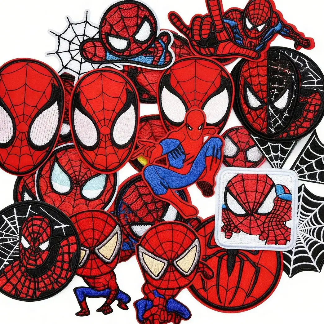 

14-33Pcs Anime Superheroes Spider man iron on Patches for on Sew Clothes Stickers Fabric DIY Coat Jeans Embroidery applique