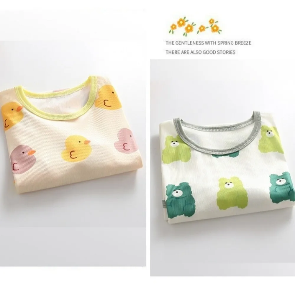New Cartoon Print Baby Sleepwear Ice Silk Fabric Thin Babysuits Anti Kick Clothing Summer
